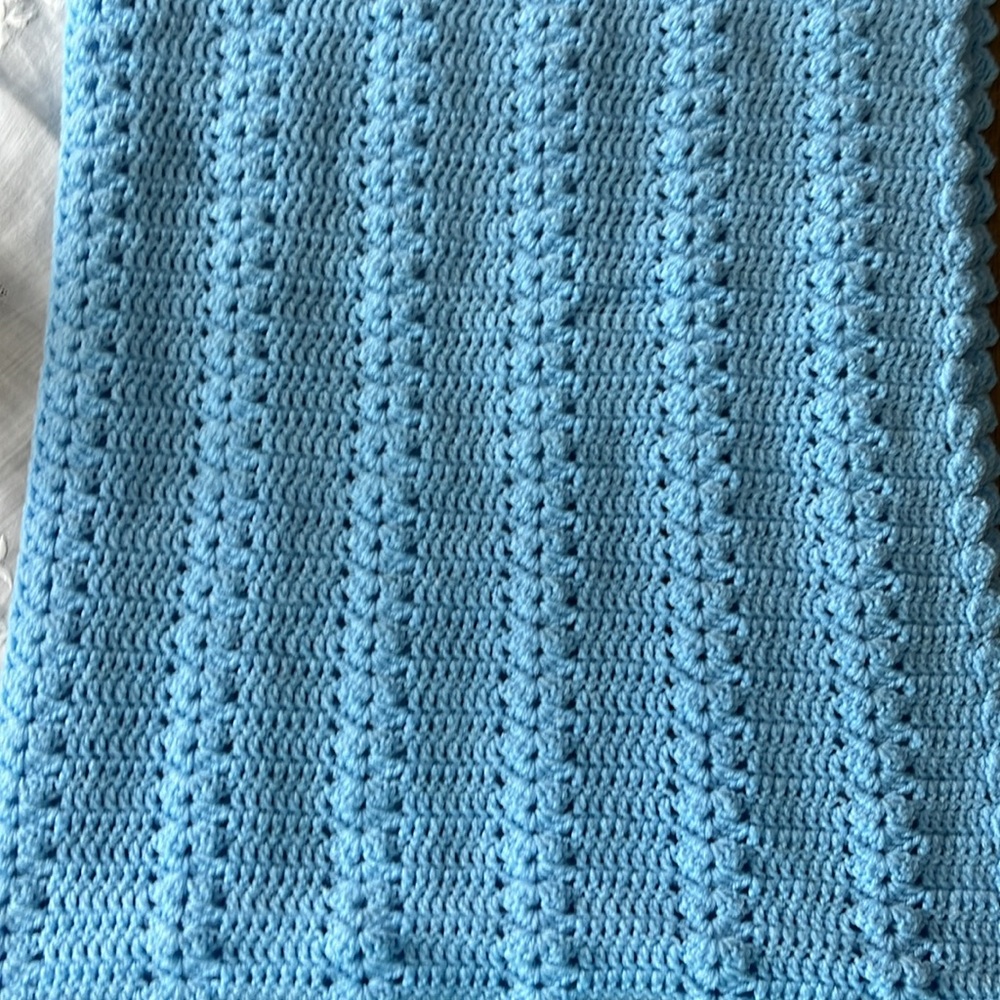 Handmade Light Blue Crochet Blanket